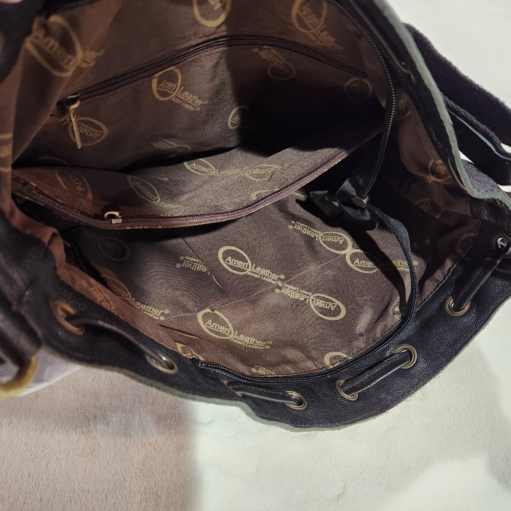 Amerileather Black Leather Shoulder Bag, NWT - Picture 11 of 12